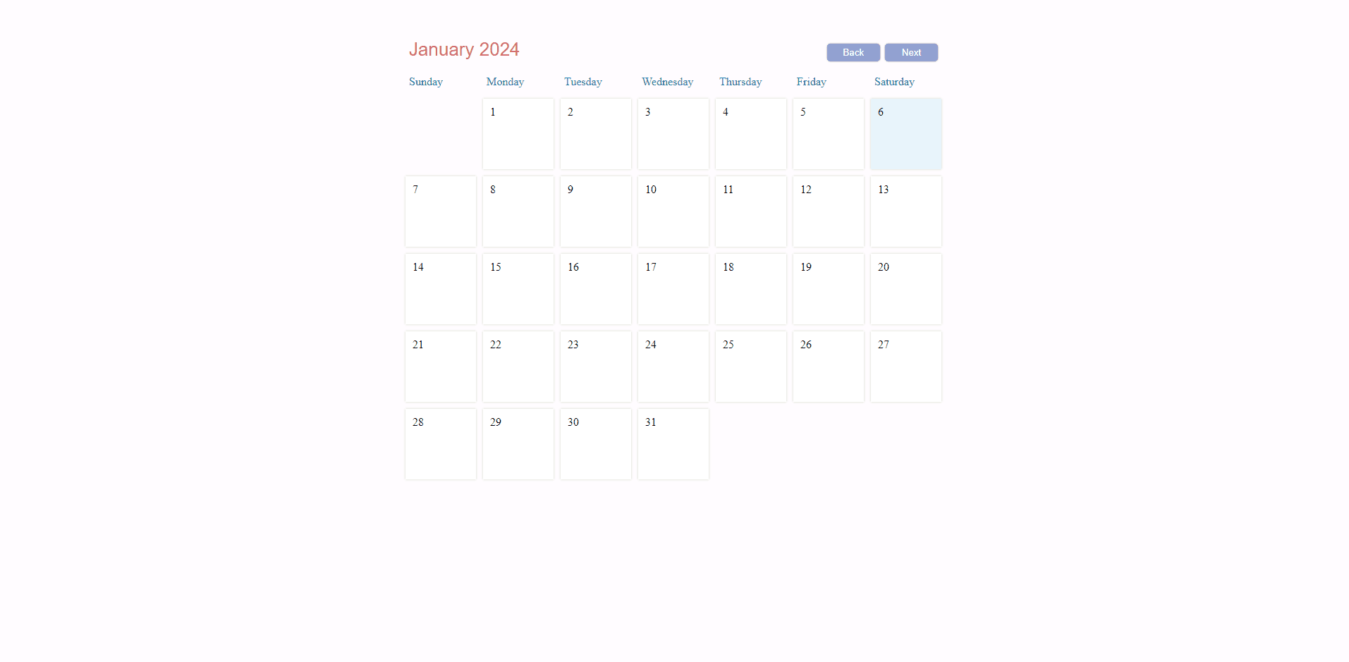 Calendar Application